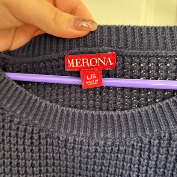 💙 Merona Navy Blue Knit Sweater | Size L - Picture 3 of 3
